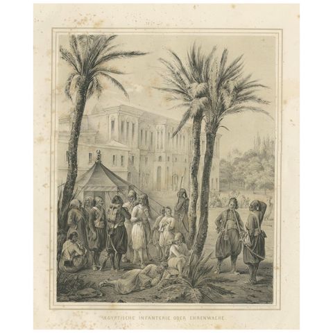 Antique Egyptian Infantry Guard Scene from Maximilian in Bavaria, 1846