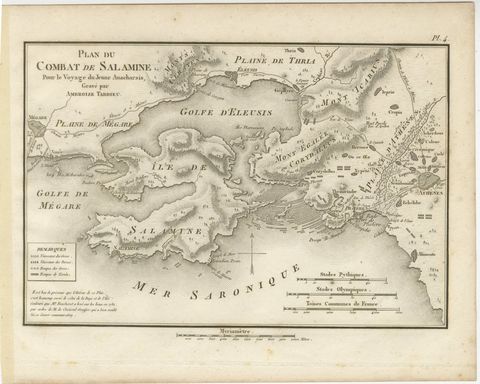 Original Antique Battle Map of Salamis, Ambroise Tardieu, 1821, view 2
