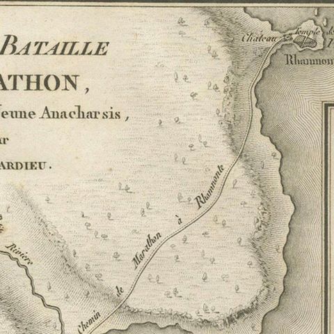 Antique Plan of the Battle of Marathon by Ambroise Tardieu, 1825, close-up 3