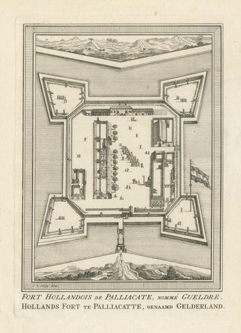 Antique Print of Fort Geldria or Fort Geldaria, located in Pulicat, Tamil Nadu, view 3