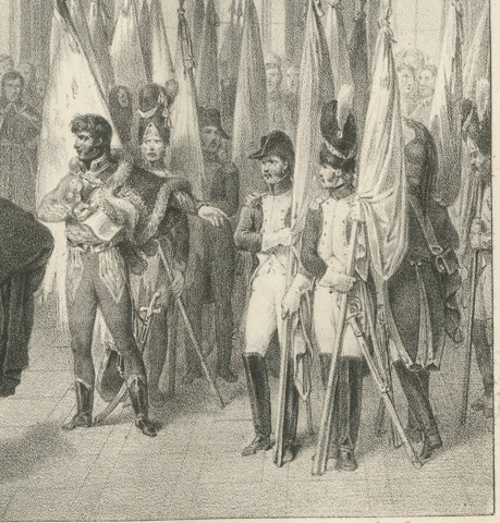 Murat Presents the Colors Taken in Italy, Antique Madou Lithograph, 1827, close-up 2