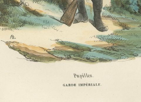 Pupilles of the Imperial Guard, Napoleonic Military Uniform Print, Paris 1843, close-up 1