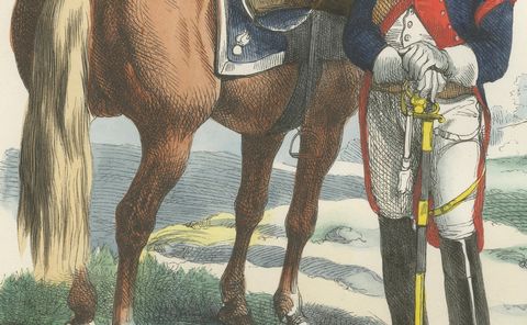 Napoleonic Carabinier 1805, Imperial Guard Heavy Cavalry Print, 1843, close-up 2