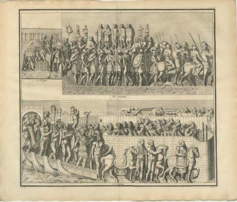 Roman Army at a Tribunal and a Bridge of Boats, Montfaucon, 1722, view 2