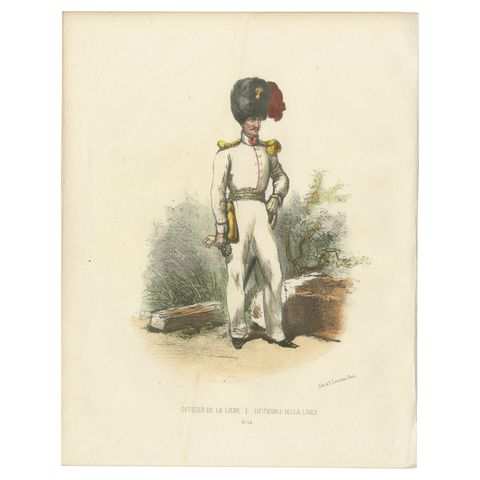Officer of the Line: Old Print of a Military Official in the Papal Court , 1862