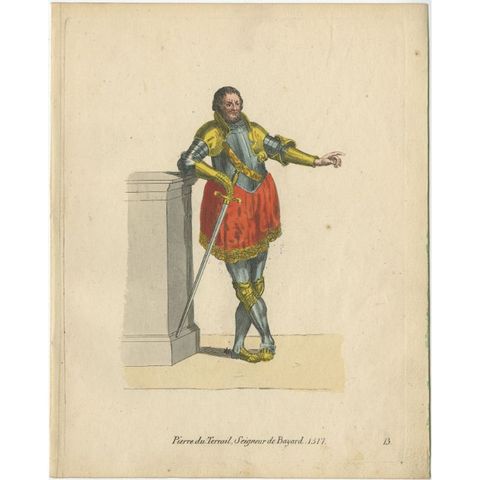 Antique Print of a French Knight Named Pierre Terrail, 1805, view 2