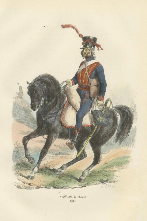 Napoleonic Horse Artillery, French Empire Uniform Plate, Paris 1843, close-up 4