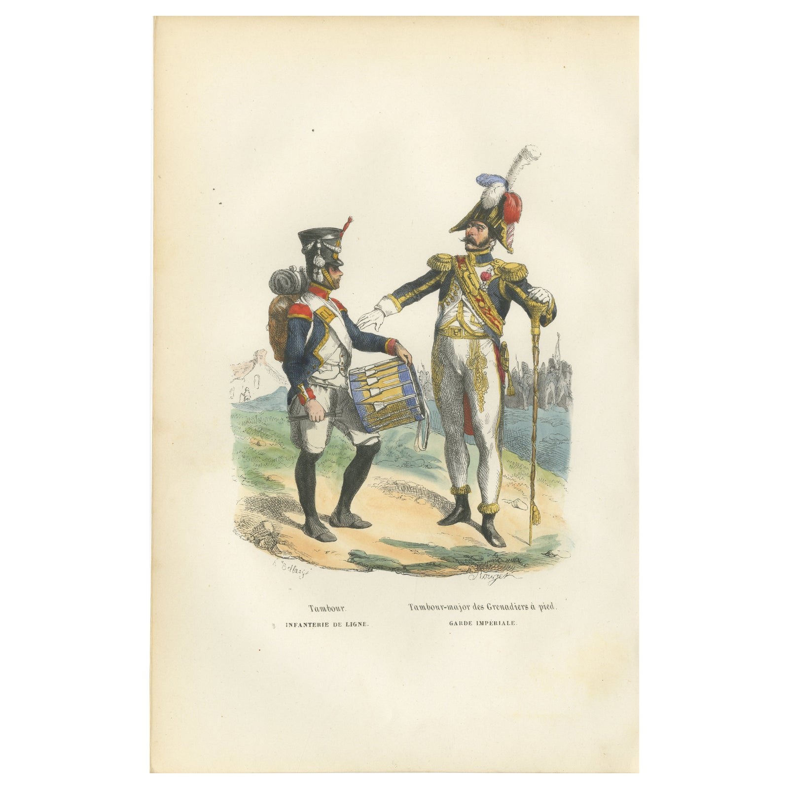 Napoleon I Imperial Guard Grenadier Drum Major and Line Infantry Drummer c1843