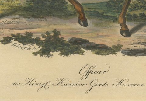 Hanoverian Guard Hussar Officer Elegance, 19th Century Military Print, close-up 2