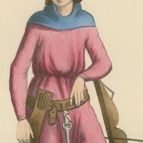Engraving of a Guardian of the Fort: The Medieval Arbaletrier, 1847, close-up 3