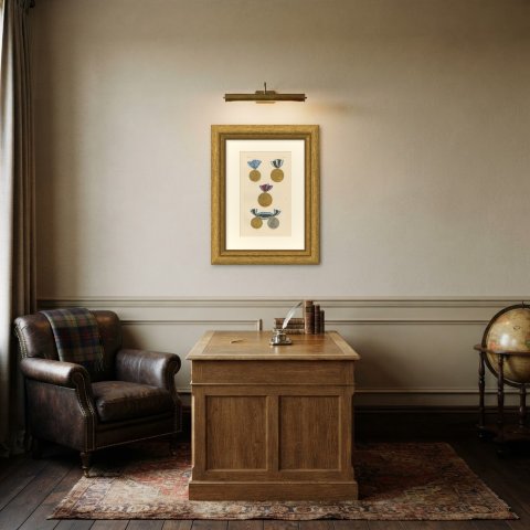 Bavarian Medals, Maximilian Joseph and Ludwig, Bravery Medal, Plate XIII, 1844, shown framed in a room