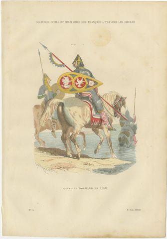 Early French Warriors and Nobility, Gaulish to Norman Cavalry, 4-Plate Set, 1860, view 6