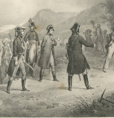 Landing at Frejus, Return from Egypt, Antique Madou Lithograph, 1827, close-up 3