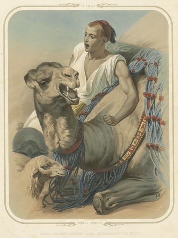 Print of a Bedouin with a Camel during the Battle of the Smala, circa 1845, view 2