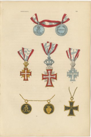 Orders of Denmark, Dannebrog Crosses and Long Service Medals, Plate XX, 1844, view 2