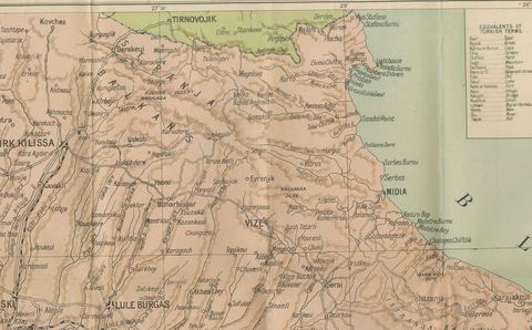 Daily Telegraph War Map 1877, Ottoman Empire, Balkans & Constantinople Antique, close-up 1