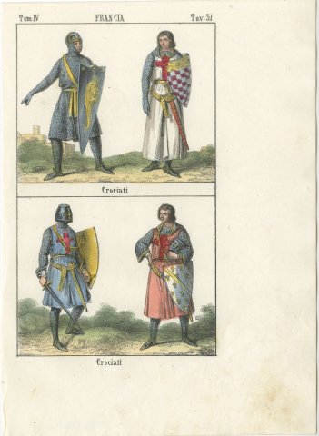 Crusader Knights in Mail with Heraldic Shields and Surcoats, 1842, view 2