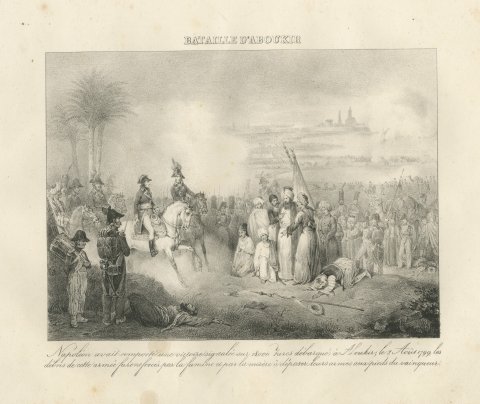 Battle of Aboukir, the Ottoman Surrender, Antique Madou Lithograph, 1827