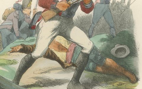 Napoleonic Swiss Grenadier, Régiments Suisses 1812, Imperial Guard Print, 1843, close-up 2