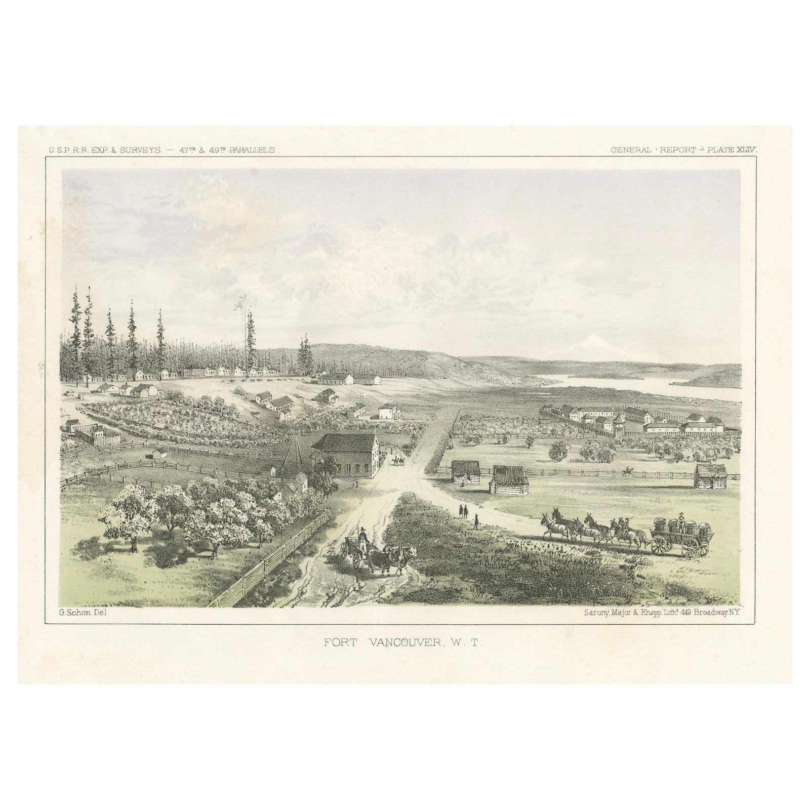 Fort Vancouver, Washington Territory, U.S. Railroad Survey View, ca.1850
