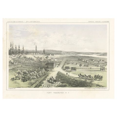 Fort Vancouver, Washington Territory, U.S. Railroad Survey View, ca.1850