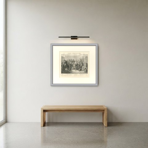 Bologna, the Foreign Monks Expelled, Antique Madou Lithograph, 1827, shown framed in a room