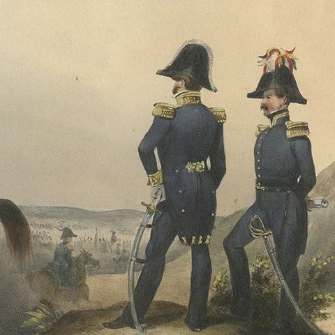 Decorative Antique Print of Fully Uniformed Generals of the Belgium Army, 1833, close-up 2