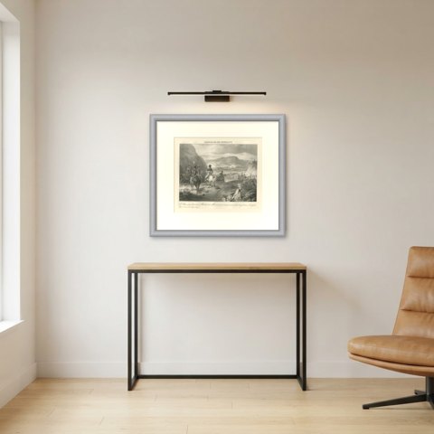 Battle of Mondovi, Piedmont Routed, Antique Madou Lithograph, 1827, shown framed in a room