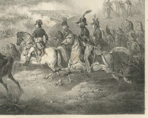 Battle of Mount Tabor, Napoleon Relieves Kleber, Antique Madou Lithograph, 1827, close-up 3