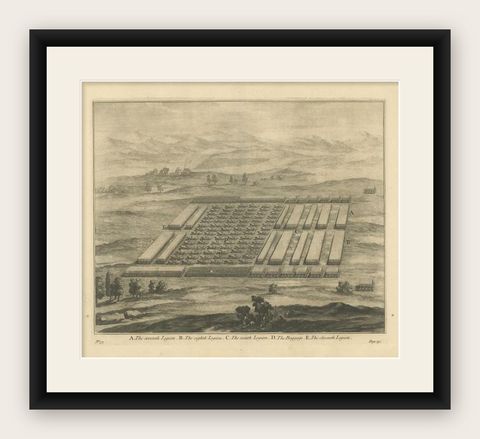 Antique Roman Battle Print of the Seventh Legion by Duncan, ca.1753, shown framed
