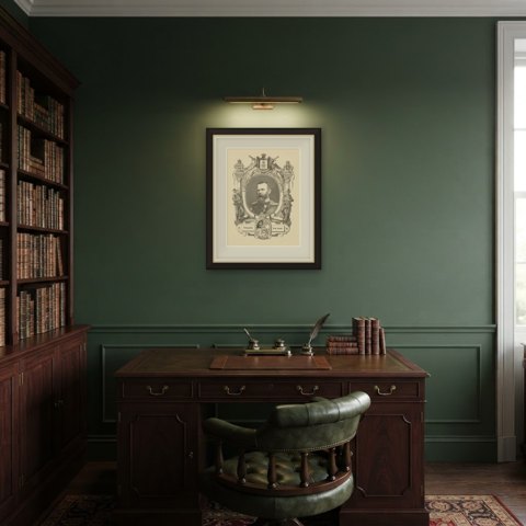 Feldzeugmeister Prince Luitpold of Bavaria, Wood Engraving, Munich, circa 1870, shown framed in a room