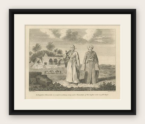 Mamluk Elegance: Military and Ceremonial Attire in Egypt, 1801, shown framed