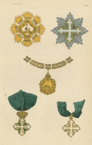 Sardinia, Annunziata Collar and Saints Maurice and Lazarus, Plate LXXI, 1844