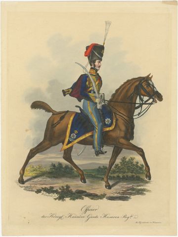 Hanoverian Guard Hussar Officer Elegance, 19th Century Military Print, view 2