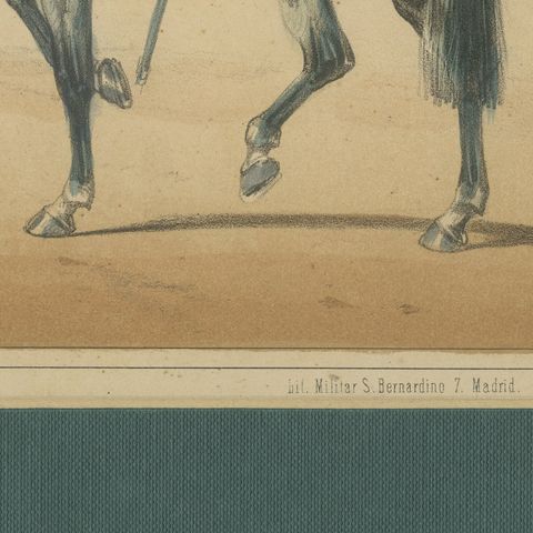 Spanish Cavalry Lithograph by José Villegas: Lancer and Officer, 1861, close-up 5
