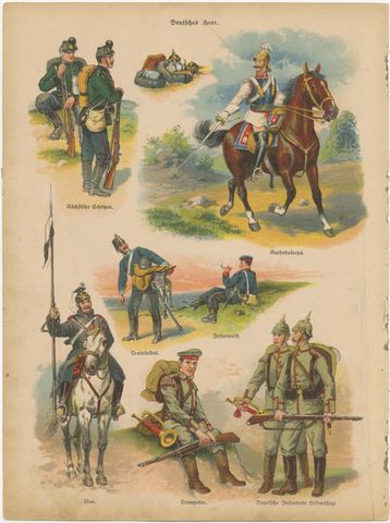 German & Austro-Hungarian Military Uniforms, Cavalry, Infantry, Artillery, 1890, view 3