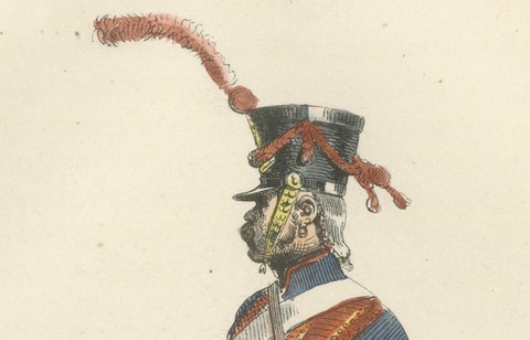 Napoleonic Horse Artillery, French Empire Uniform Plate, Paris 1843, close-up 2