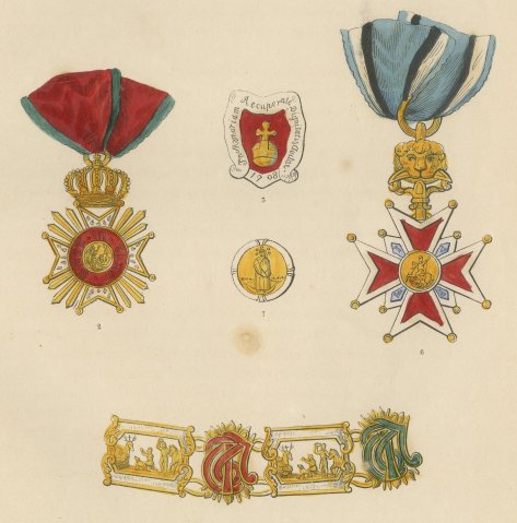 Orders of Bavaria, Saint Hubert Insignia, Plate IX, Wood Engraving, 1844, close-up 2