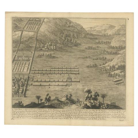 Antique Roman Battle Print of Scipio's Front by Duncan, c.1753