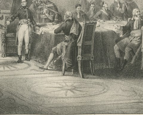 Treaty of Peace with the United States, 1800, Antique Madou Lithograph, 1827, close-up 2