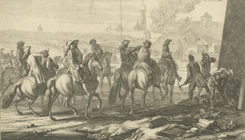 Battle of Augsburg 1703, Bavarian Succession War, Rugendas Engraving, close-up 1