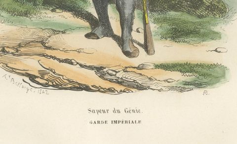 Sapeur du Génie, Garde Impériale, French Military Uniform Print, 1843, close-up 1