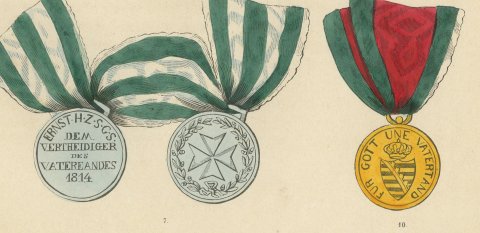 Saxony Ernestine Line, Defender of the Fatherland Medals, Plate LXXVI, 1844, close-up 3