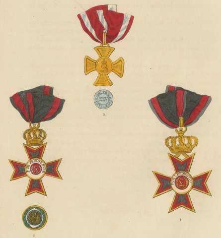 Grand Duchy of Hesse, Order of Louis Insignia, Plate XLIII, Wood Engraving, 1844, close-up 2