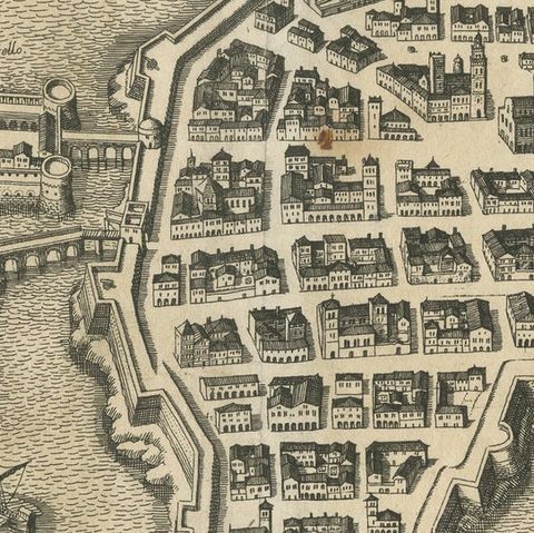 Bird’s-Eye View Map of Gallipoli: Fortified Ionian Gem by Mattheus Merian, 1688, close-up 4