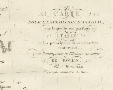 Hannibal's Expedition into Italy with His Marches Traced, d'Anville, 1818, close-up 1