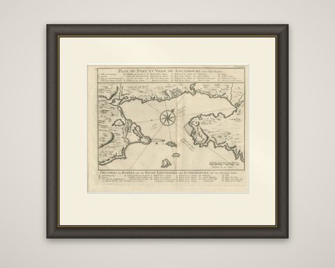 Plan of Louisbourg Harbor and Fortress, Cape Breton Island, c.1756, shown framed