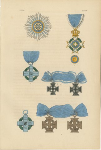 Greece, Order of the Redeemer Insignia, Plate XXXVII, Wood Engraving, 1844, view 2