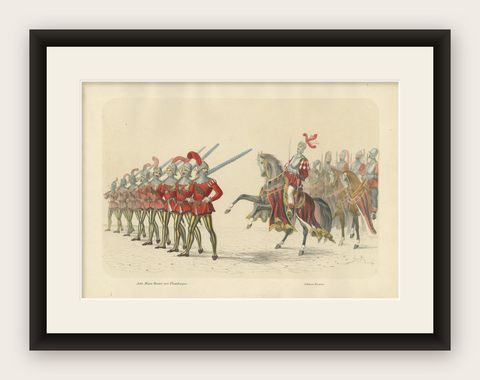 Bernese Elite, The Flamberge Guards and Grand Cavalcade, 1855, shown framed