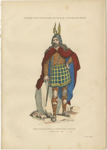 Early French Warriors and Nobility, Gaulish to Norman Cavalry, 4-Plate Set, 1860, view 4